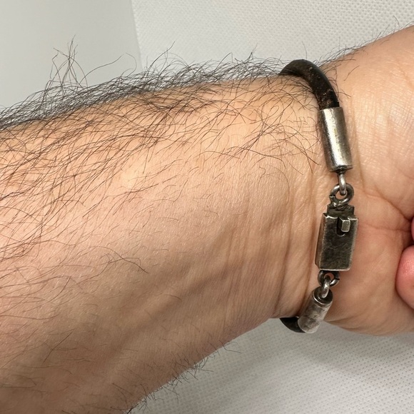 Vintage Taxco Sterling Silver & leather Bracelet - Picture 11 of 12